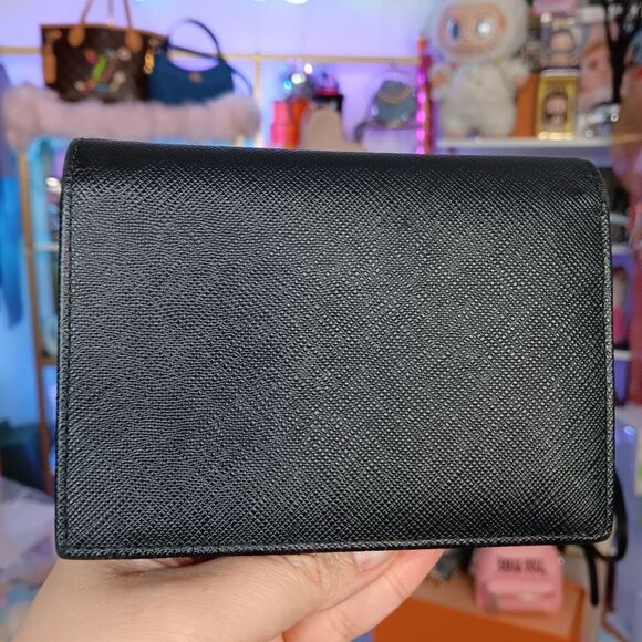Prada Black Saffiano Leather Snap Bi-Fold Wallet Men’s Women’s - Picture 3 of 7